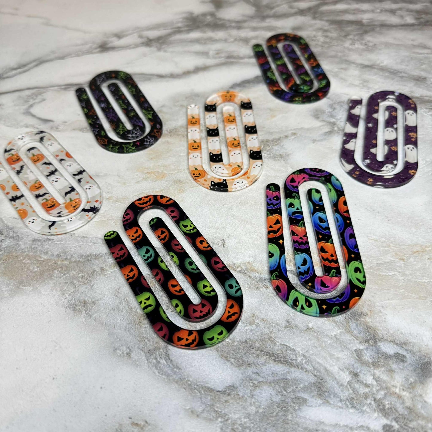 Jumbo Paperclip - Purple Green Orange Spiderweb Halloween