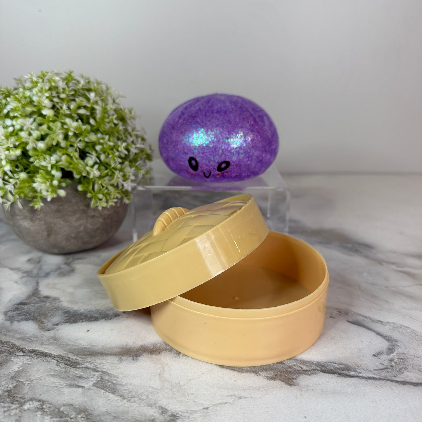 Squishy Toy - Viral Dumpling, Purple Glitter + Water Beads